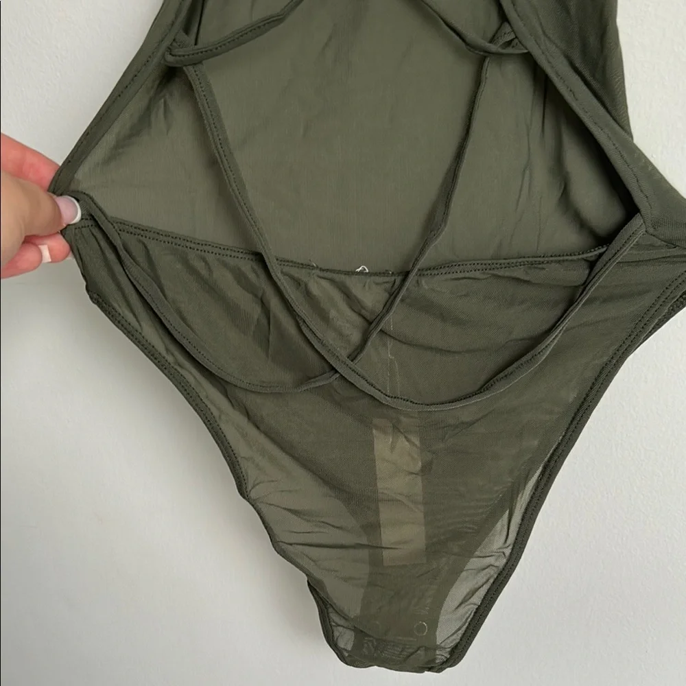 CAPELLA Olive green bodysuit sheer dark fairy romantic